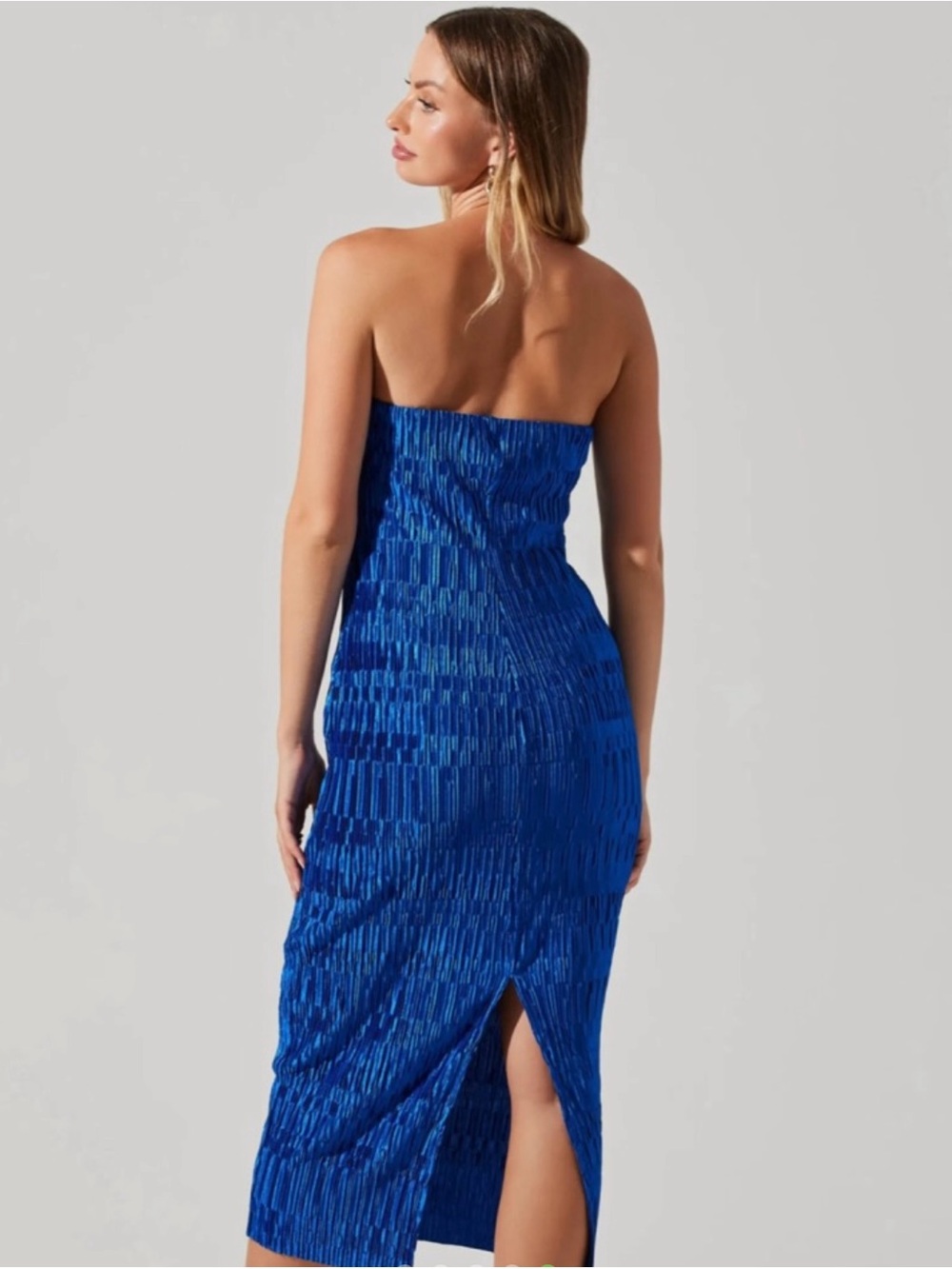 Astr René Strapless Cobalt Blue Midi Dress - Picture 5 of 5